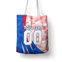 Personalized England Football Tote Bag Powerful Lion Kicking Ball Red Blue Chevron Zigzag