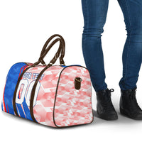 Personalized England Football Travel Bag Powerful Lion Kicking Ball Red Blue Chevron Zigzag