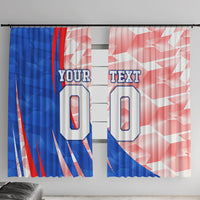 Personalized England Football Window Curtain Powerful Lion Kicking Ball Red Blue Chevron Zigzag