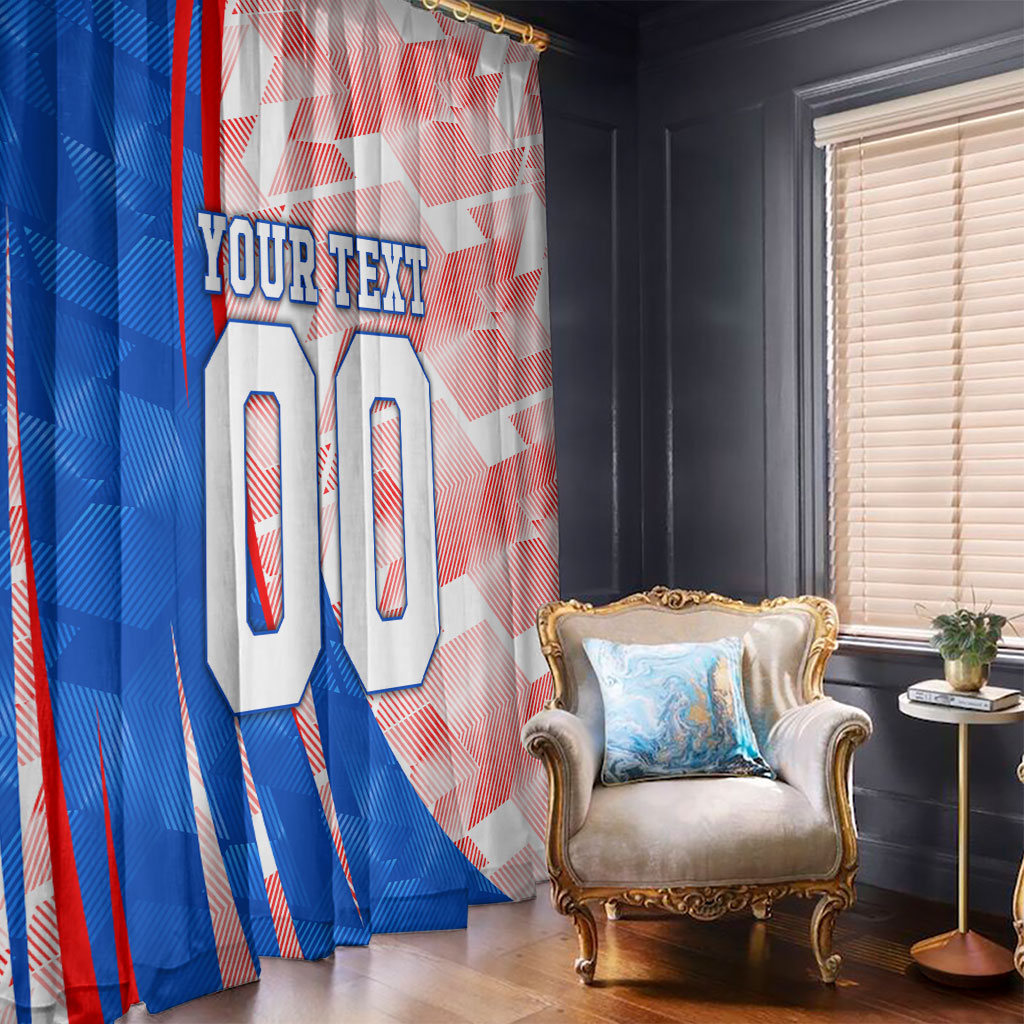 Personalized England Football Window Curtain Powerful Lion Kicking Ball Red Blue Chevron Zigzag