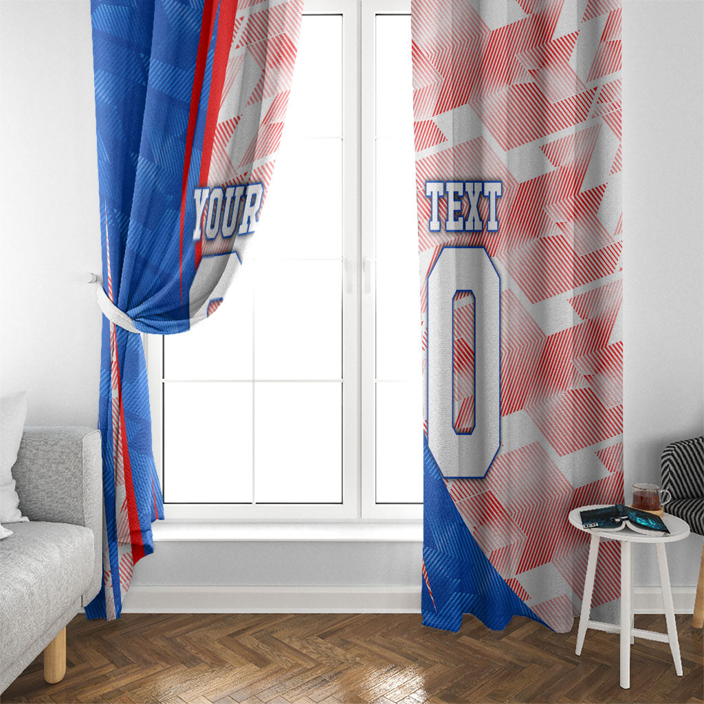 Personalized England Football Window Curtain Powerful Lion Kicking Ball Red Blue Chevron Zigzag