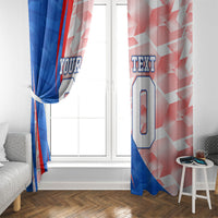 Personalized England Football Window Curtain Powerful Lion Kicking Ball Red Blue Chevron Zigzag