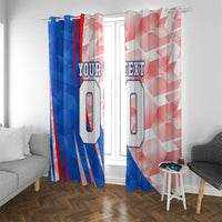 Personalized England Football Window Curtain Powerful Lion Kicking Ball Red Blue Chevron Zigzag