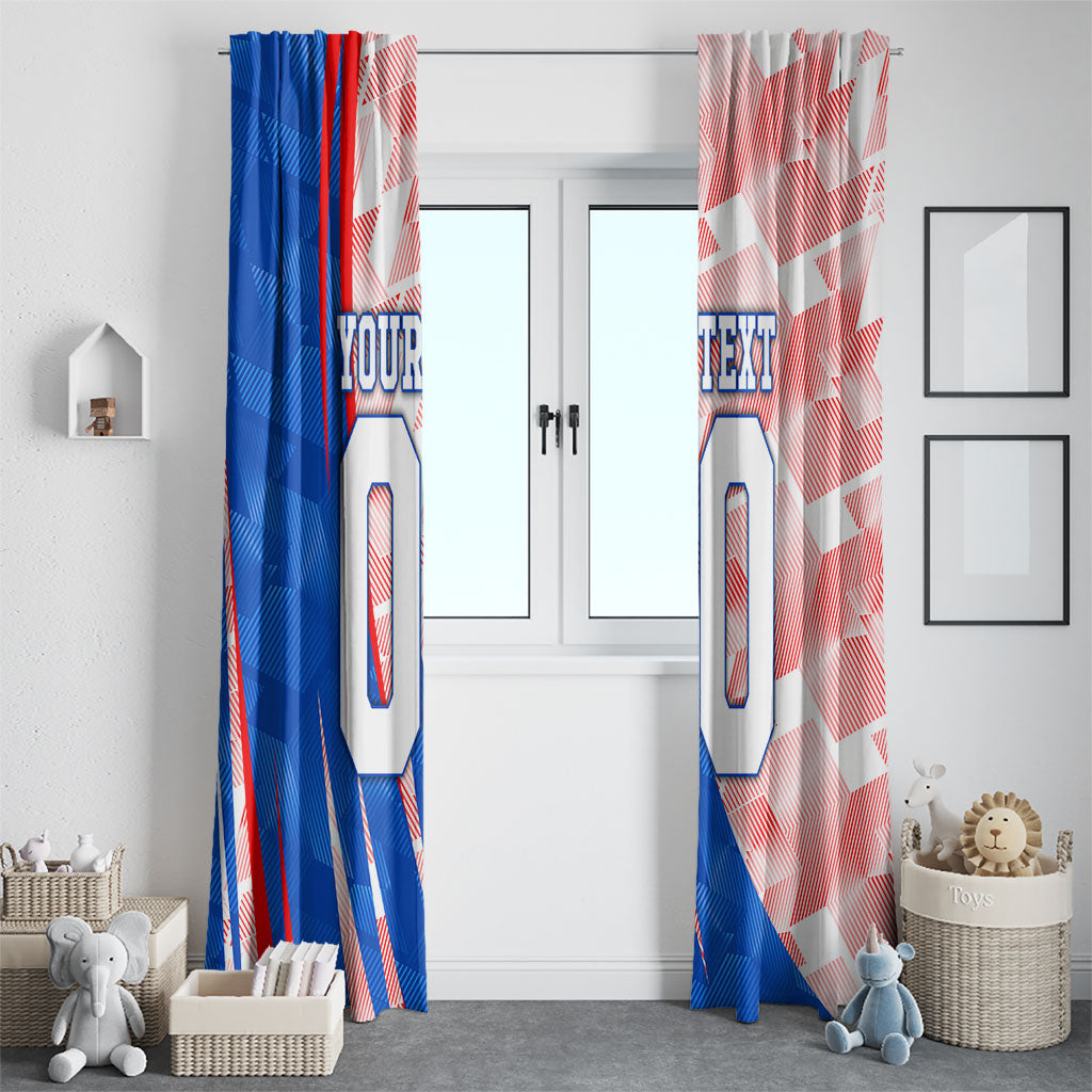 Personalized England Football Window Curtain Powerful Lion Kicking Ball Red Blue Chevron Zigzag