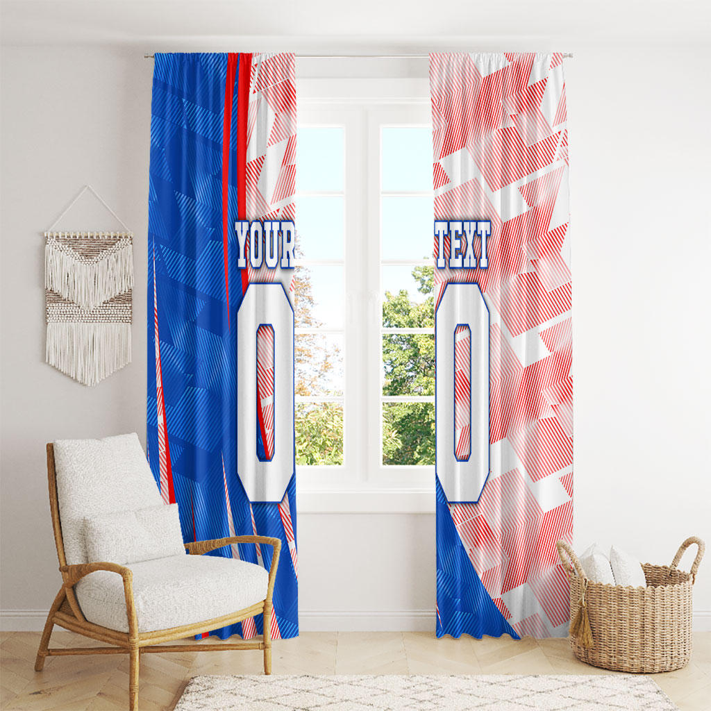 Personalized England Football Window Curtain Powerful Lion Kicking Ball Red Blue Chevron Zigzag