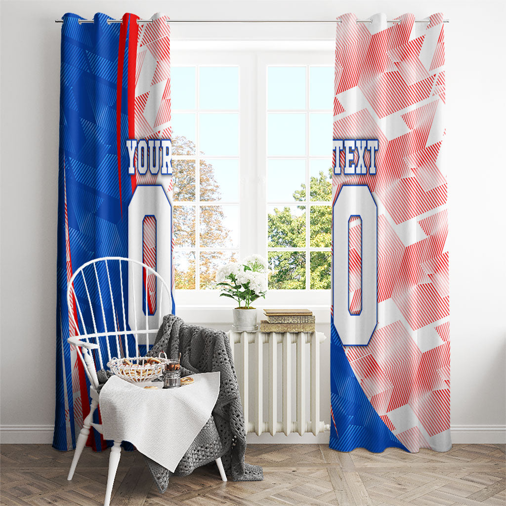 Personalized England Football Window Curtain Powerful Lion Kicking Ball Red Blue Chevron Zigzag