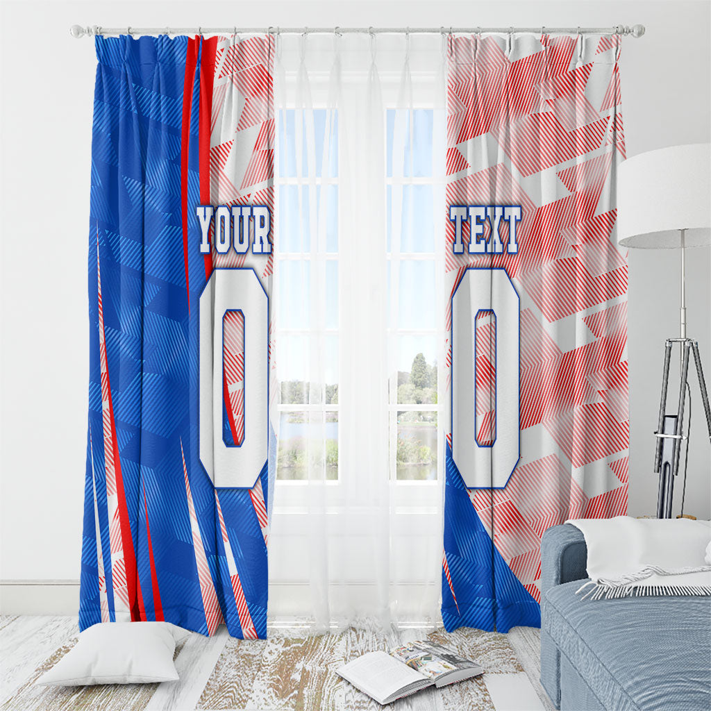 Personalized England Football Window Curtain Powerful Lion Kicking Ball Red Blue Chevron Zigzag