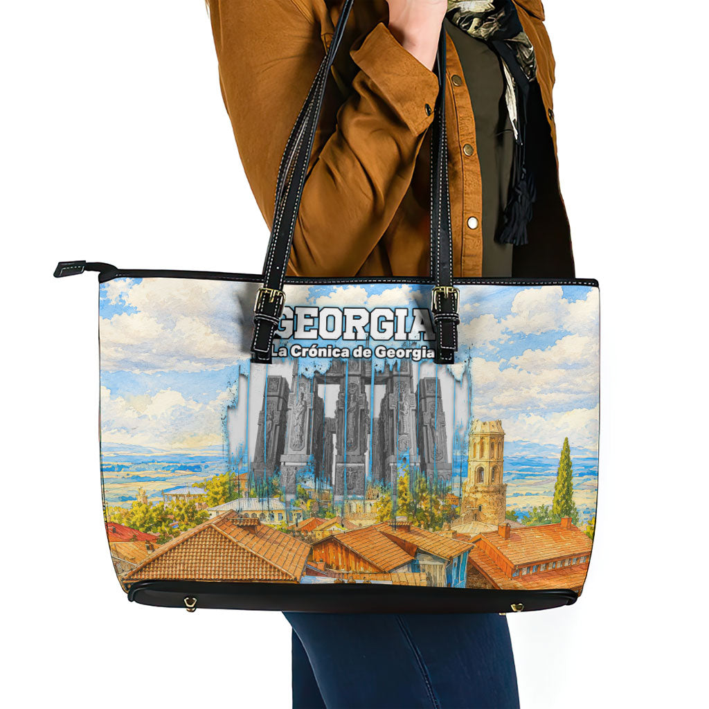 Chronicle of Georgia Leather Tote Bag Georgian Architecture - Church Of The Annunciation