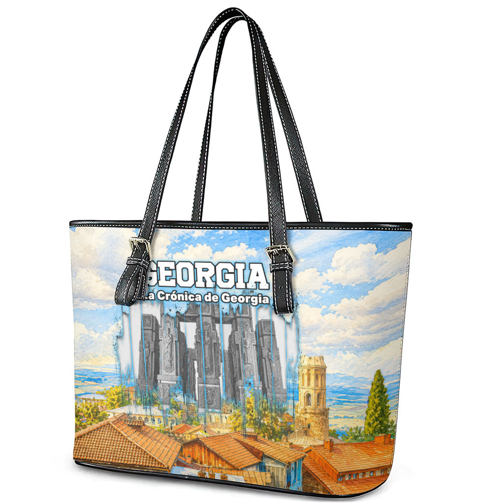 Chronicle of Georgia Leather Tote Bag Georgian Architecture - Church Of The Annunciation