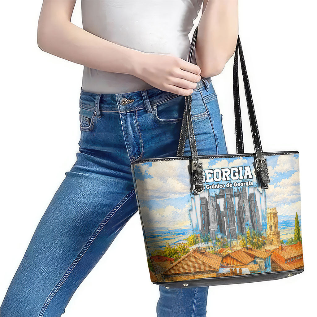 Chronicle of Georgia Leather Tote Bag Georgian Architecture - Church Of The Annunciation