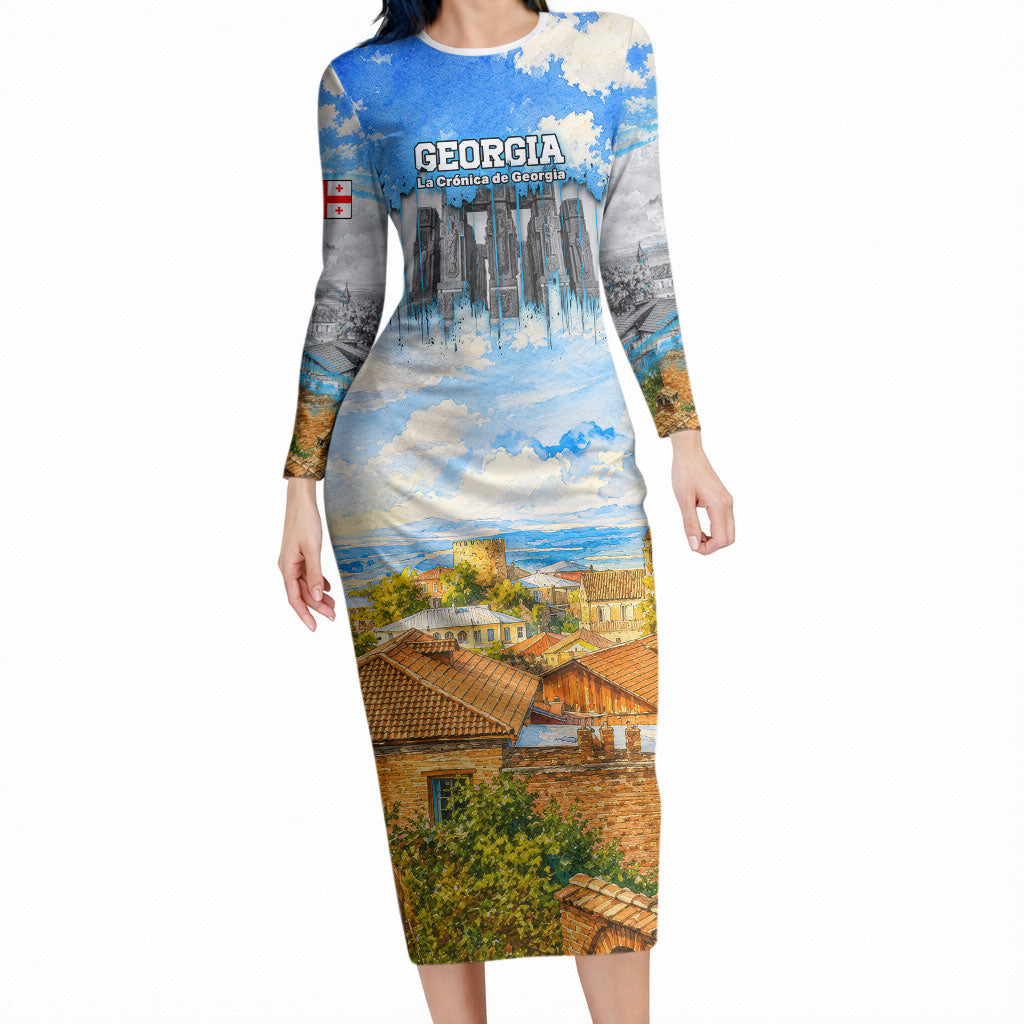 Chronicle of Georgia Long Sleeve Bodycon Dress Georgian Architecture - Church Of The Annunciation