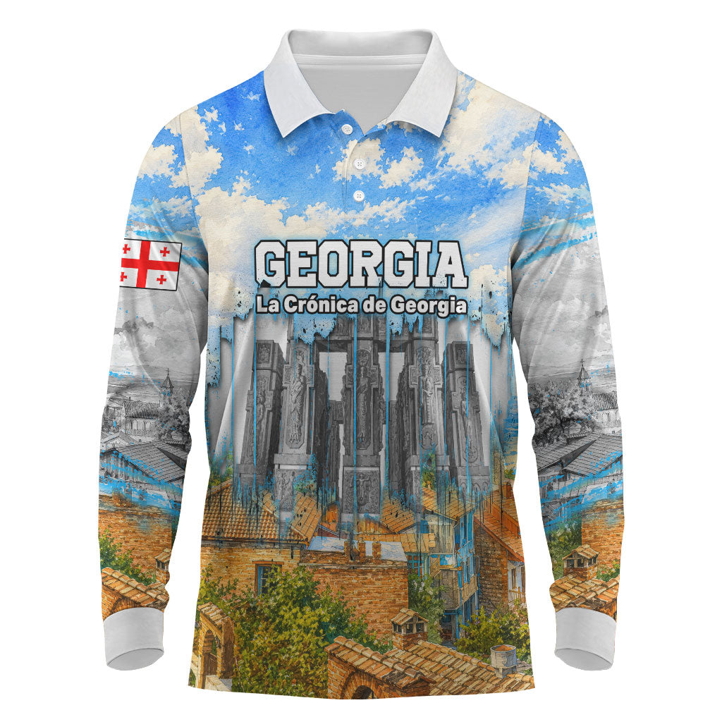 Chronicle of Georgia Long Sleeve Polo Shirt Georgian Architecture - Church Of The Annunciation