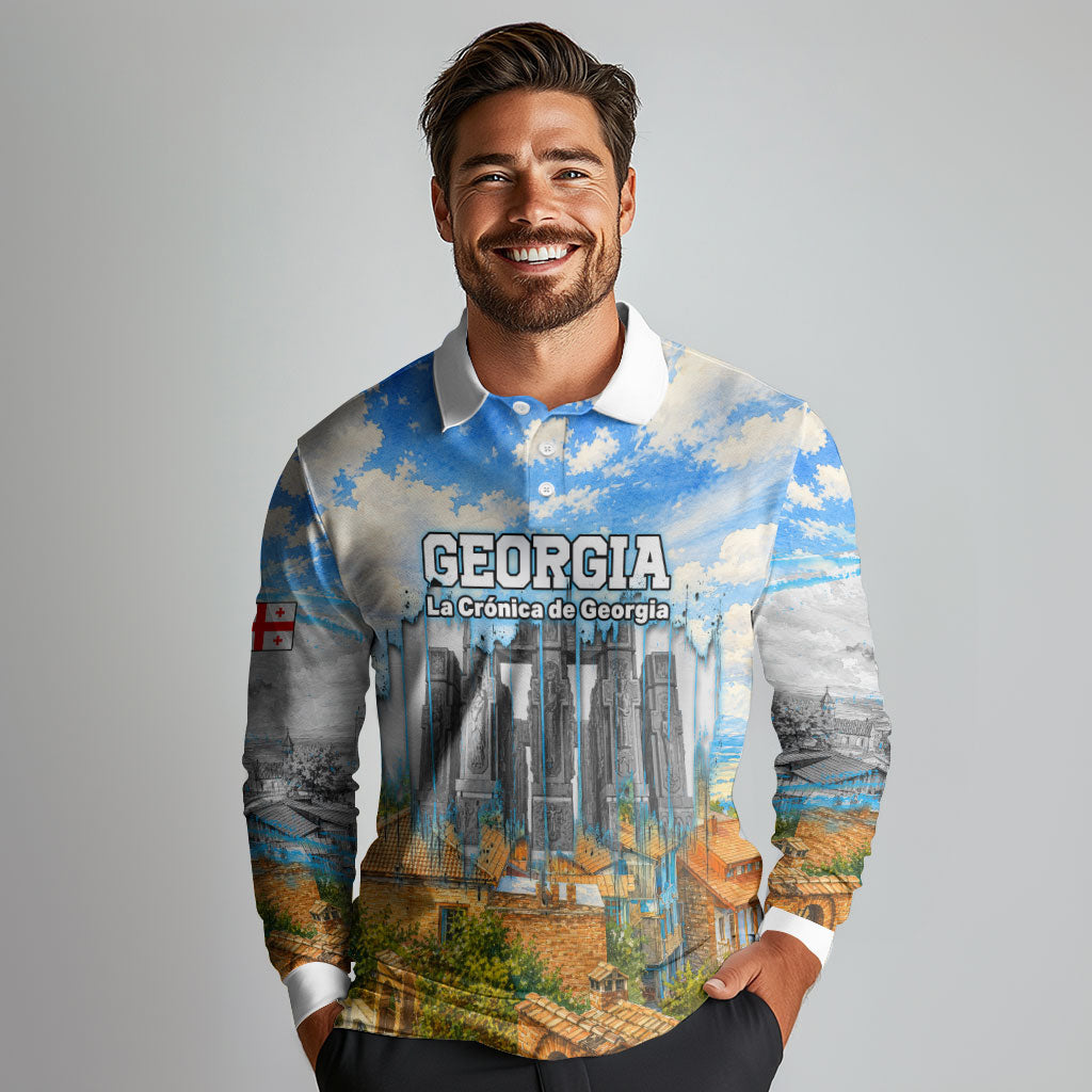 Chronicle of Georgia Long Sleeve Polo Shirt Georgian Architecture - Church Of The Annunciation