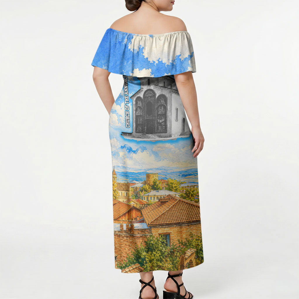 Chronicle of Georgia Off Shoulder Maxi Dress Georgian Architecture - Church Of The Annunciation