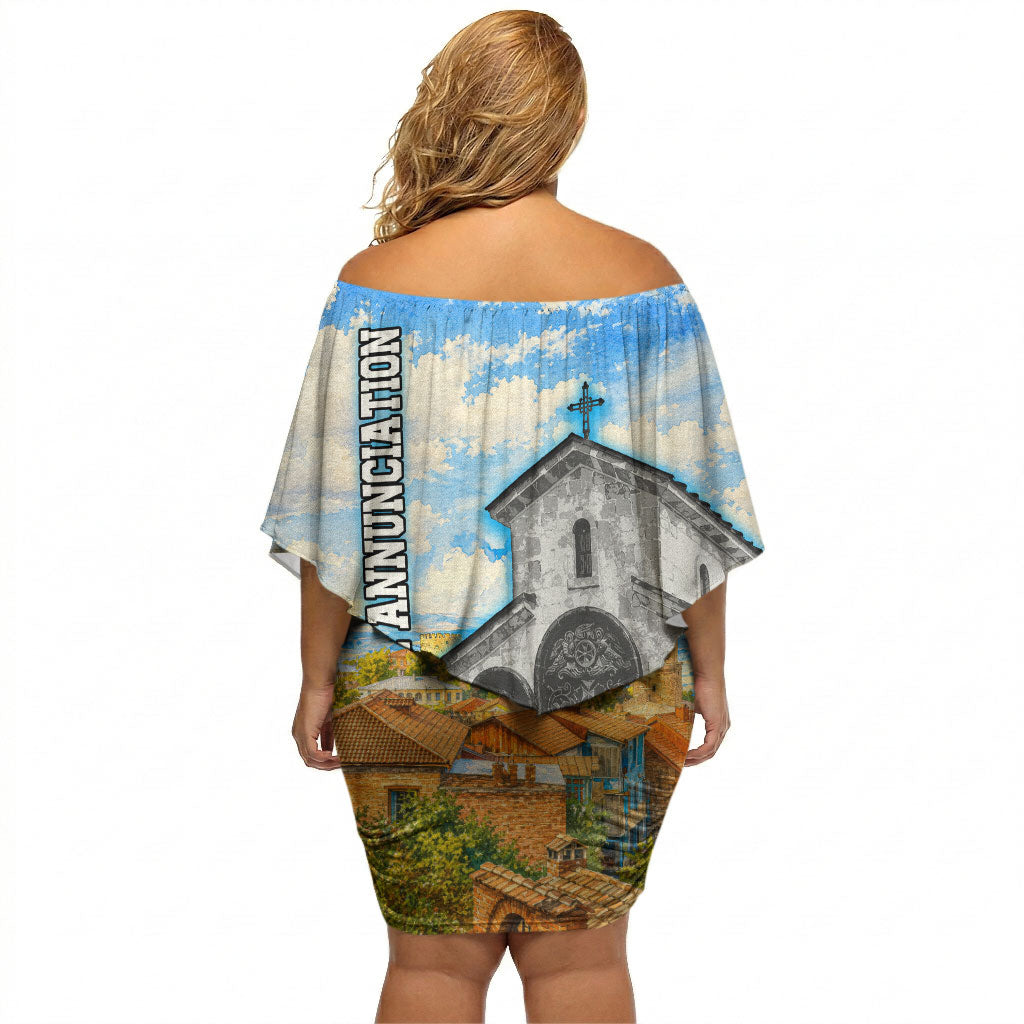 Chronicle of Georgia Off Shoulder Short Dress Georgian Architecture - Church Of The Annunciation
