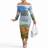 Chronicle of Georgia Off The Shoulder Long Sleeve Dress Georgian Architecture - Church Of The Annunciation