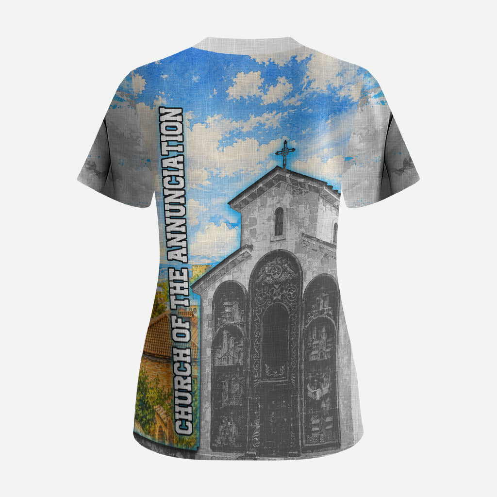 Chronicle of Georgia Scrub Top Georgian Architecture - Church Of The Annunciation