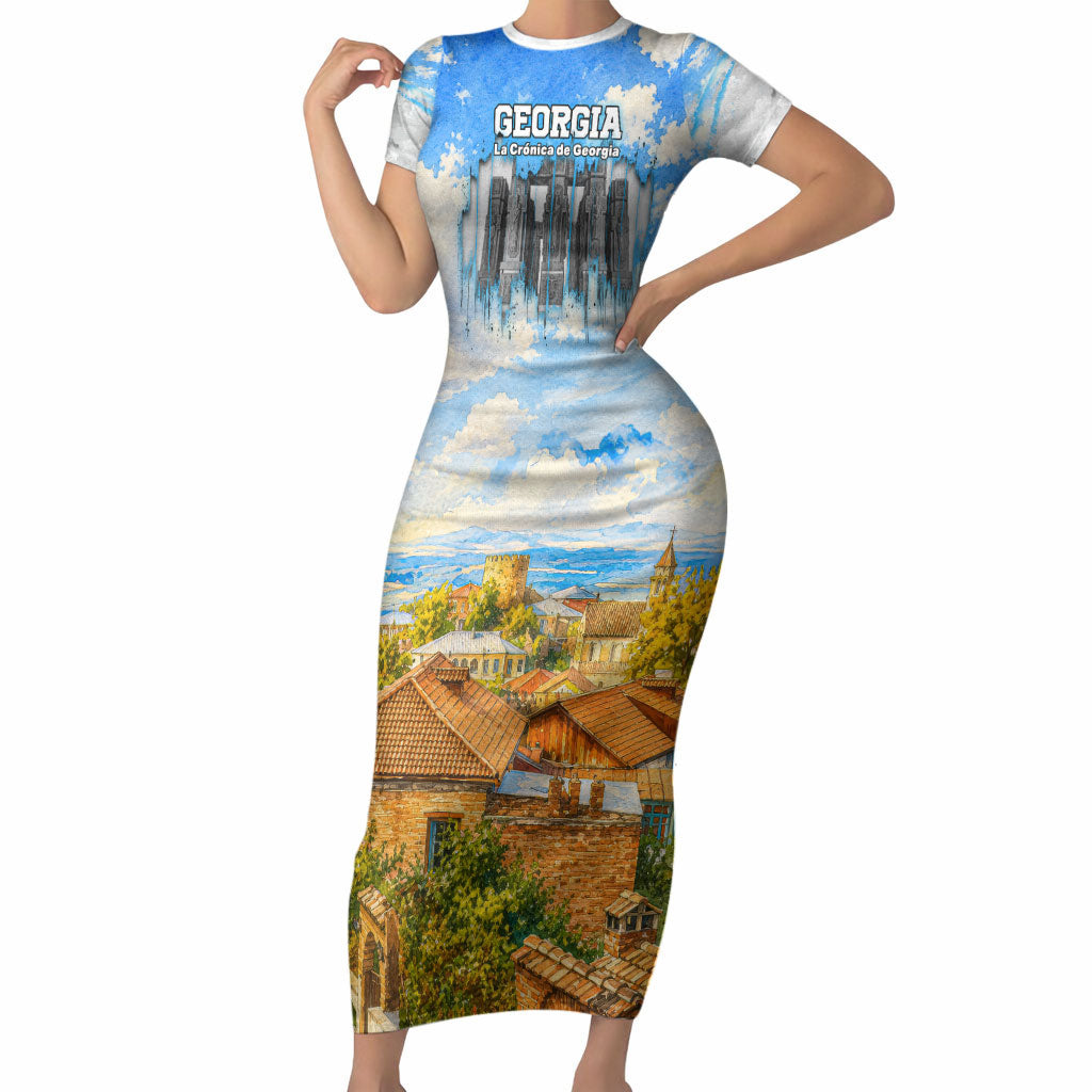 Chronicle of Georgia Short Sleeve Bodycon Dress Georgian Architecture - Church Of The Annunciation