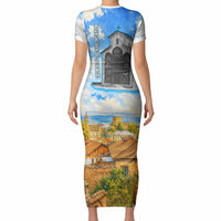 Chronicle of Georgia Short Sleeve Bodycon Dress Georgian Architecture - Church Of The Annunciation