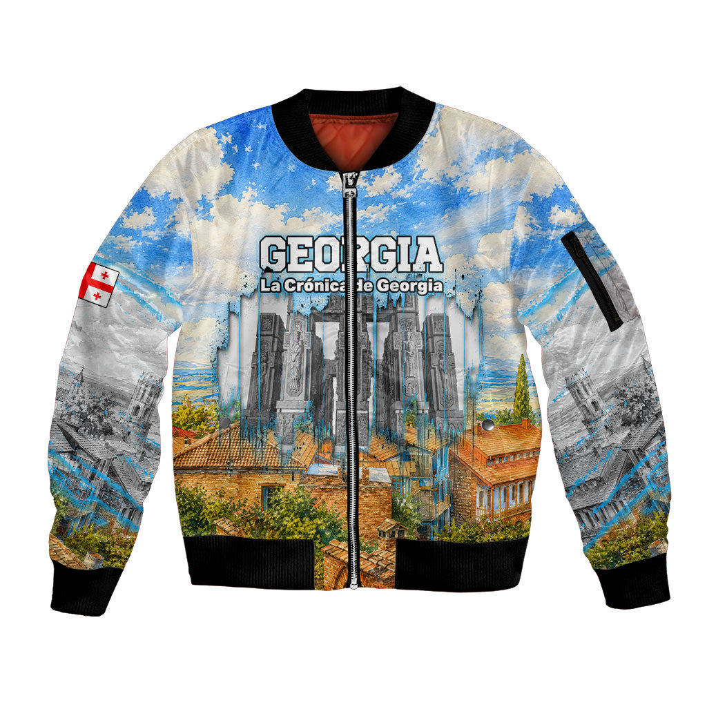 Chronicle of Georgia Sleeve Zip Bomber Jacket Georgian Architecture - Church Of The Annunciation