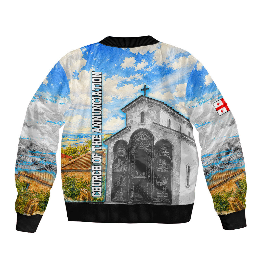Chronicle of Georgia Sleeve Zip Bomber Jacket Georgian Architecture - Church Of The Annunciation