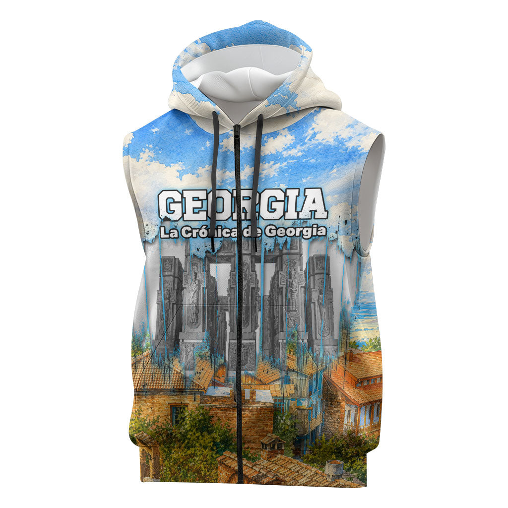 Chronicle of Georgia Sleeveless Zip Hoodie Georgian Architecture - Church Of The Annunciation