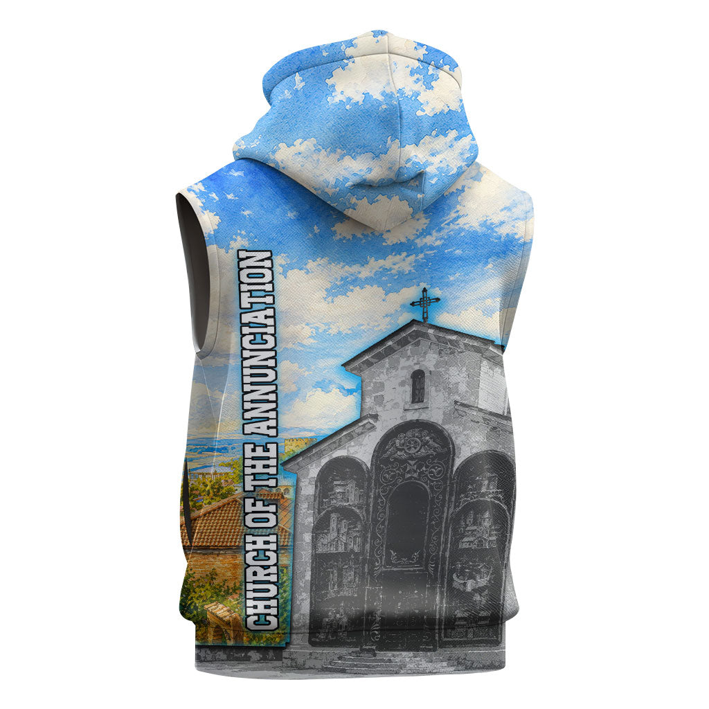 Chronicle of Georgia Sleeveless Zip Hoodie Georgian Architecture - Church Of The Annunciation