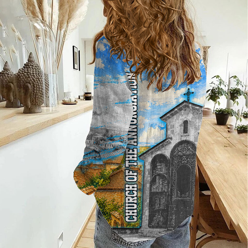 Chronicle of Georgia Women Casual Shirt Georgian Architecture - Church Of The Annunciation