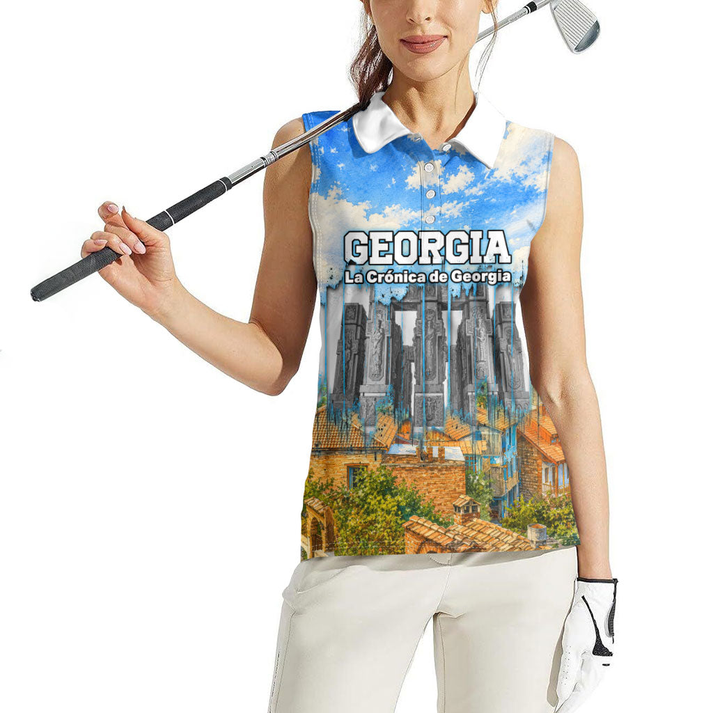 Chronicle of Georgia Women Sleeveless Polo Shirt Georgian Architecture - Church Of The Annunciation