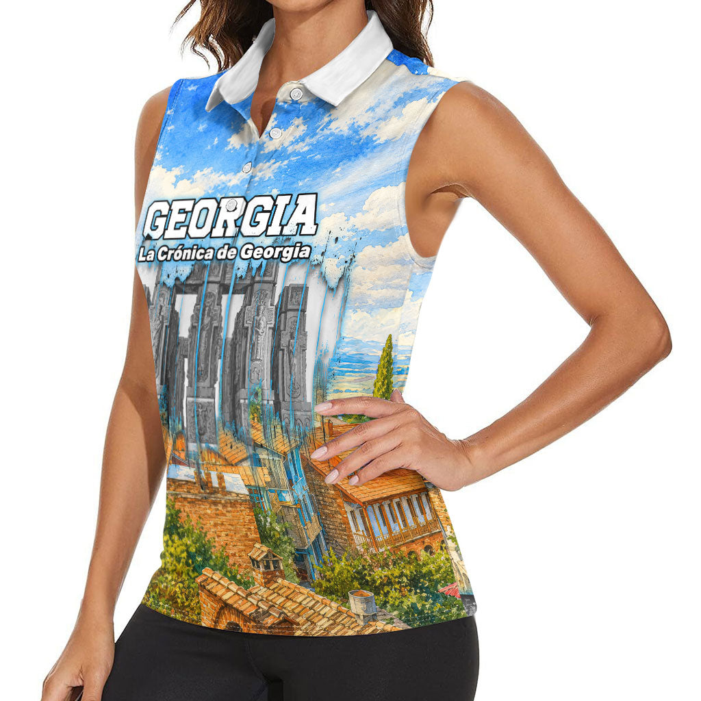 Chronicle of Georgia Women Sleeveless Polo Shirt Georgian Architecture - Church Of The Annunciation