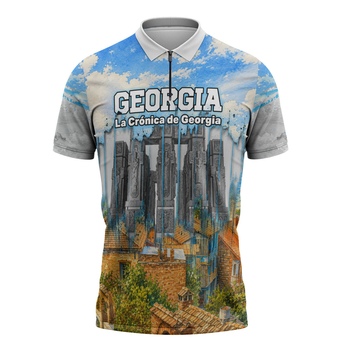 Chronicle of Georgia Zipper Polo Shirt Georgian Architecture - Church Of The Annunciation