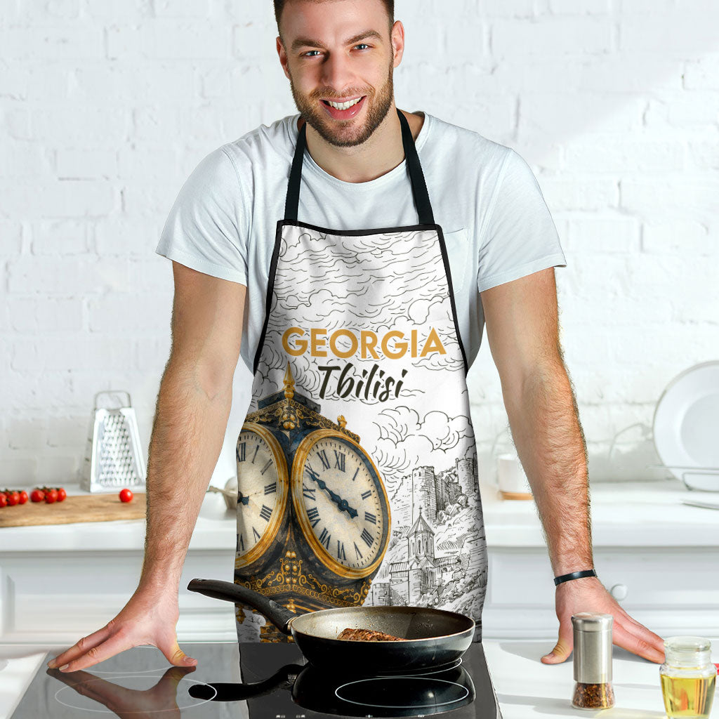 Georgia Tbilisi Clock Tower Apron Kartlis Deda Vintage Sketch Style