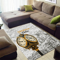 Georgia Tbilisi Clock Tower Area Rug Kartlis Deda Vintage Sketch Style