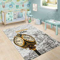 Georgia Tbilisi Clock Tower Area Rug Kartlis Deda Vintage Sketch Style