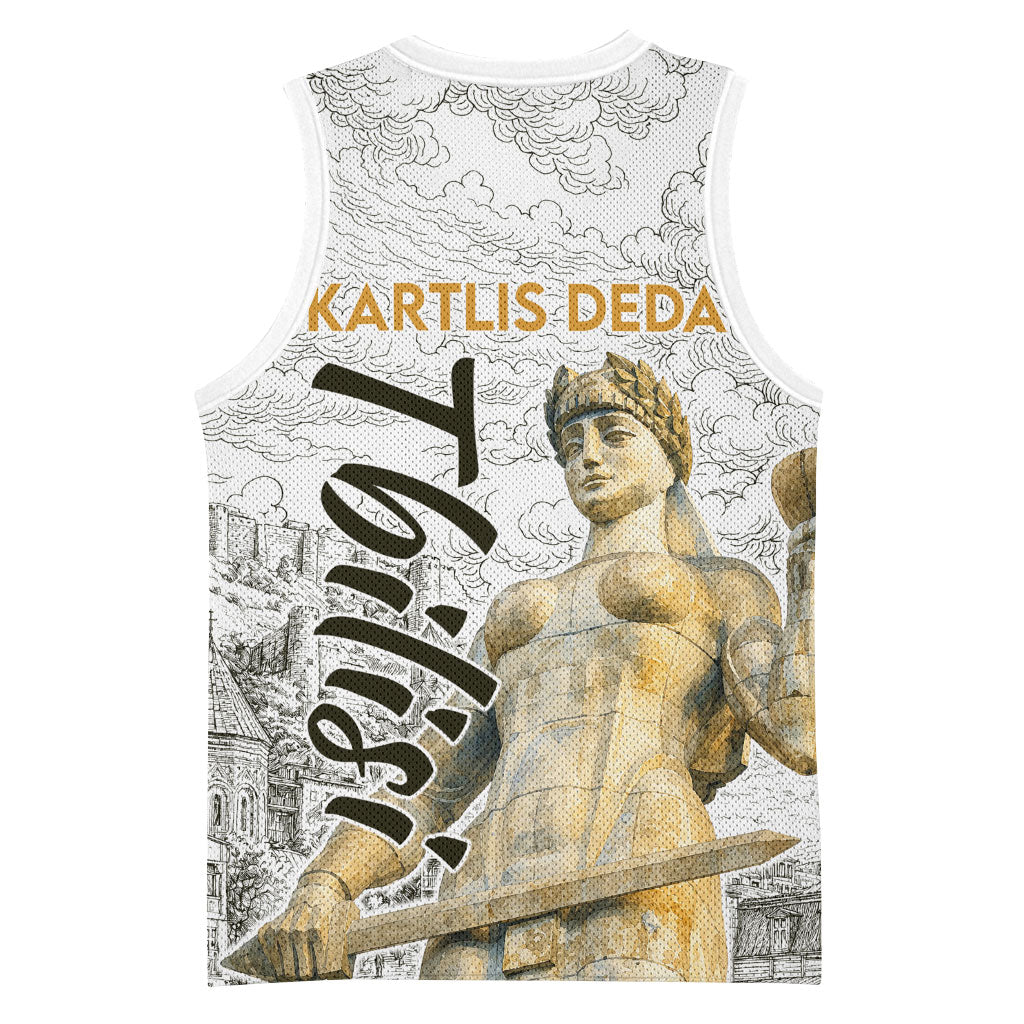 Georgia Tbilisi Clock Tower Basketball Jersey Kartlis Deda Vintage Sketch Style