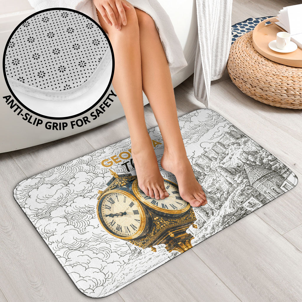 Georgia Tbilisi Clock Tower Bathroom Set Kartlis Deda Vintage Sketch Style