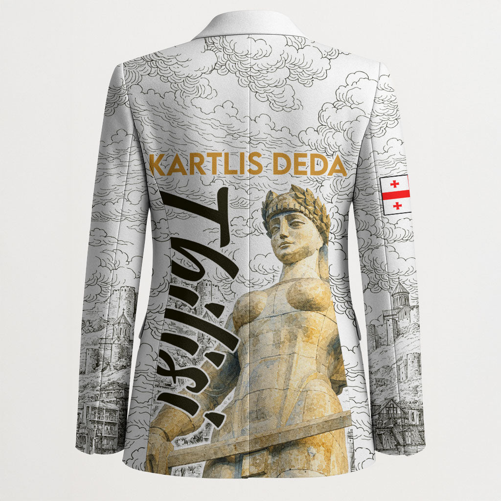 Georgia Tbilisi Clock Tower Blazer Kartlis Deda Vintage Sketch Style