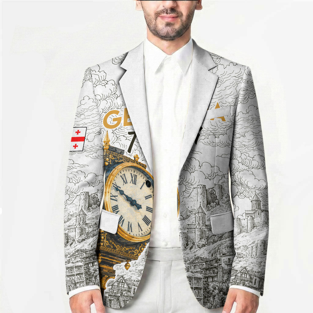 Georgia Tbilisi Clock Tower Blazer Kartlis Deda Vintage Sketch Style
