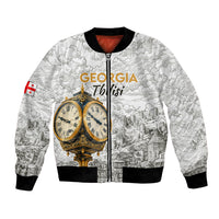 Georgia Tbilisi Clock Tower Bomber Jacket Kartlis Deda Vintage Sketch Style