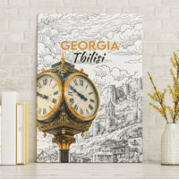 Georgia Tbilisi Clock Tower Canvas Wall Art Kartlis Deda Vintage Sketch Style