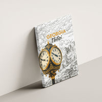 Georgia Tbilisi Clock Tower Canvas Wall Art Kartlis Deda Vintage Sketch Style
