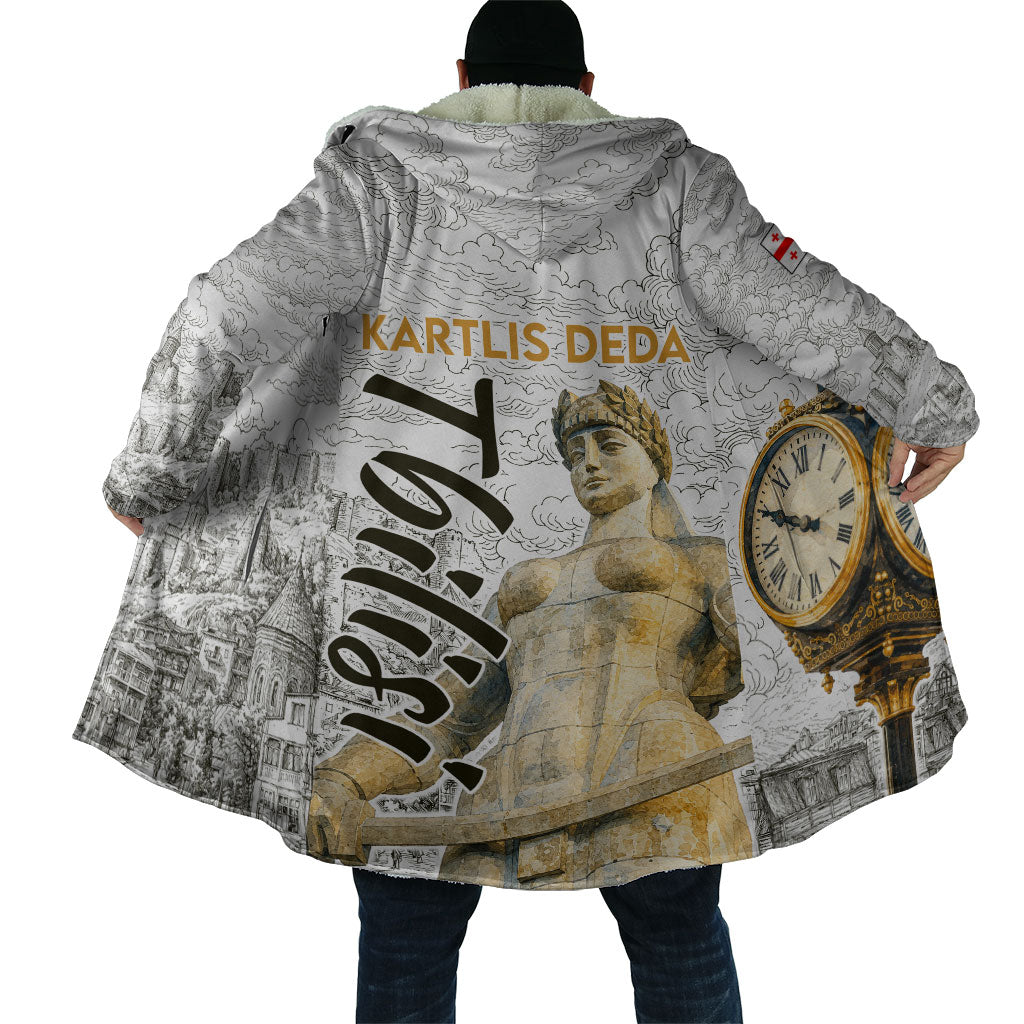 Georgia Tbilisi Clock Tower Cloak Kartlis Deda Vintage Sketch Style