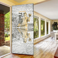 Georgia Tbilisi Clock Tower Door Cover Kartlis Deda Vintage Sketch Style