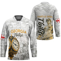 Georgia Tbilisi Clock Tower Hockey Jersey Kartlis Deda Vintage Sketch Style