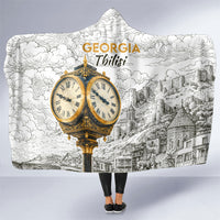 Georgia Tbilisi Clock Tower Hooded Blanket Kartlis Deda Vintage Sketch Style