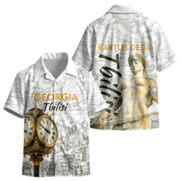 Georgia Tbilisi Clock Tower Kid Hawaiian Shirt Kartlis Deda Vintage Sketch Style