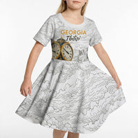 Georgia Tbilisi Clock Tower Kid Short Sleeve Dress Kartlis Deda Vintage Sketch Style