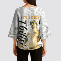 Georgia Tbilisi Clock Tower Kimono Sleeve Blouse Kartlis Deda Vintage Sketch Style