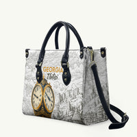 Georgia Tbilisi Clock Tower Leather Bag Kartlis Deda Vintage Sketch Style