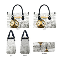 Georgia Tbilisi Clock Tower Leather Bag Kartlis Deda Vintage Sketch Style